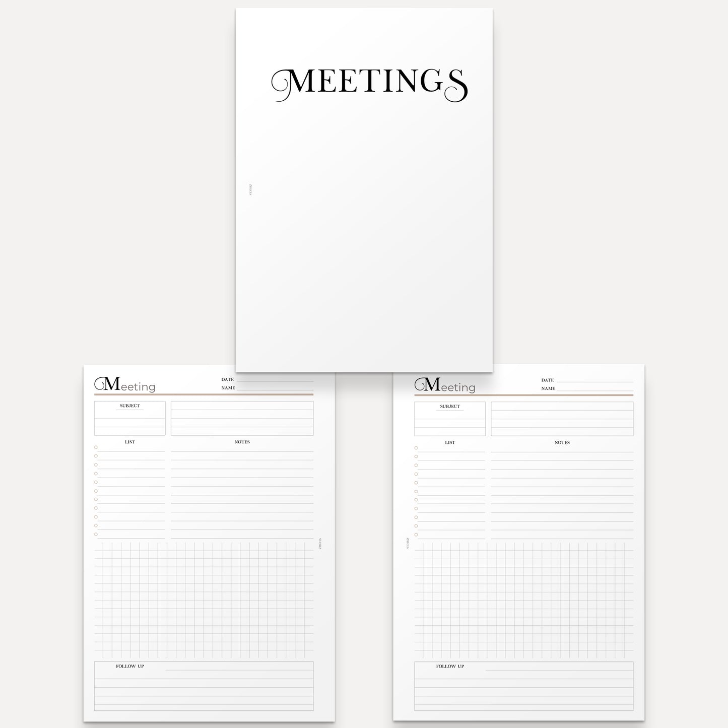 Meetings Notes Planner Inserts | A5 Discbound