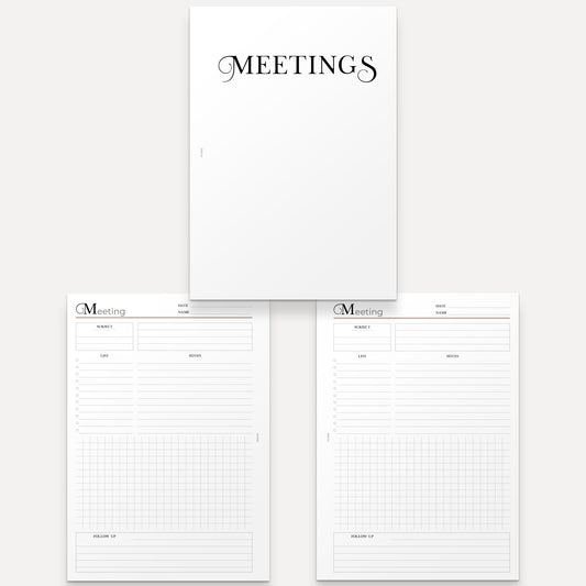 Meetings Notes Planner Inserts | A5 Discbound