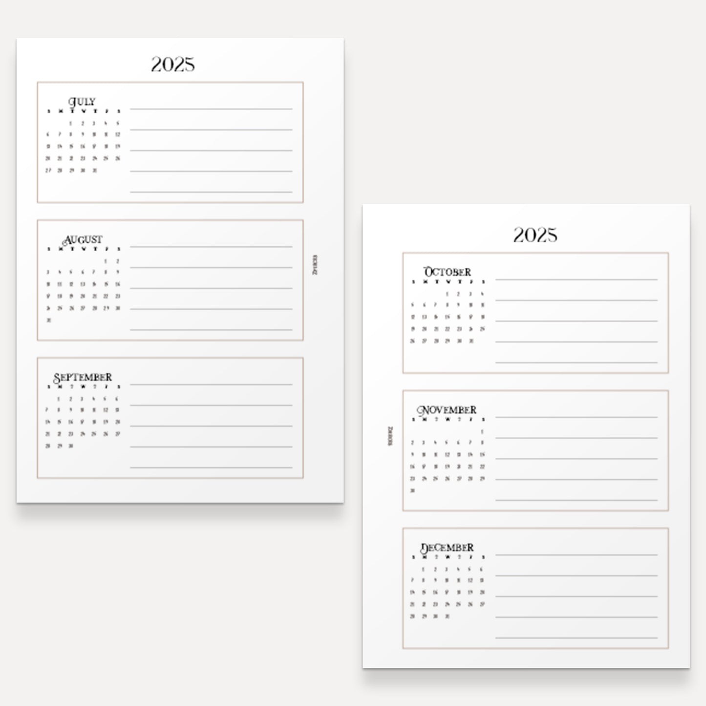 A6 | 2025 Yearly Agenda Planner | Discbound Rings | ENGLISH