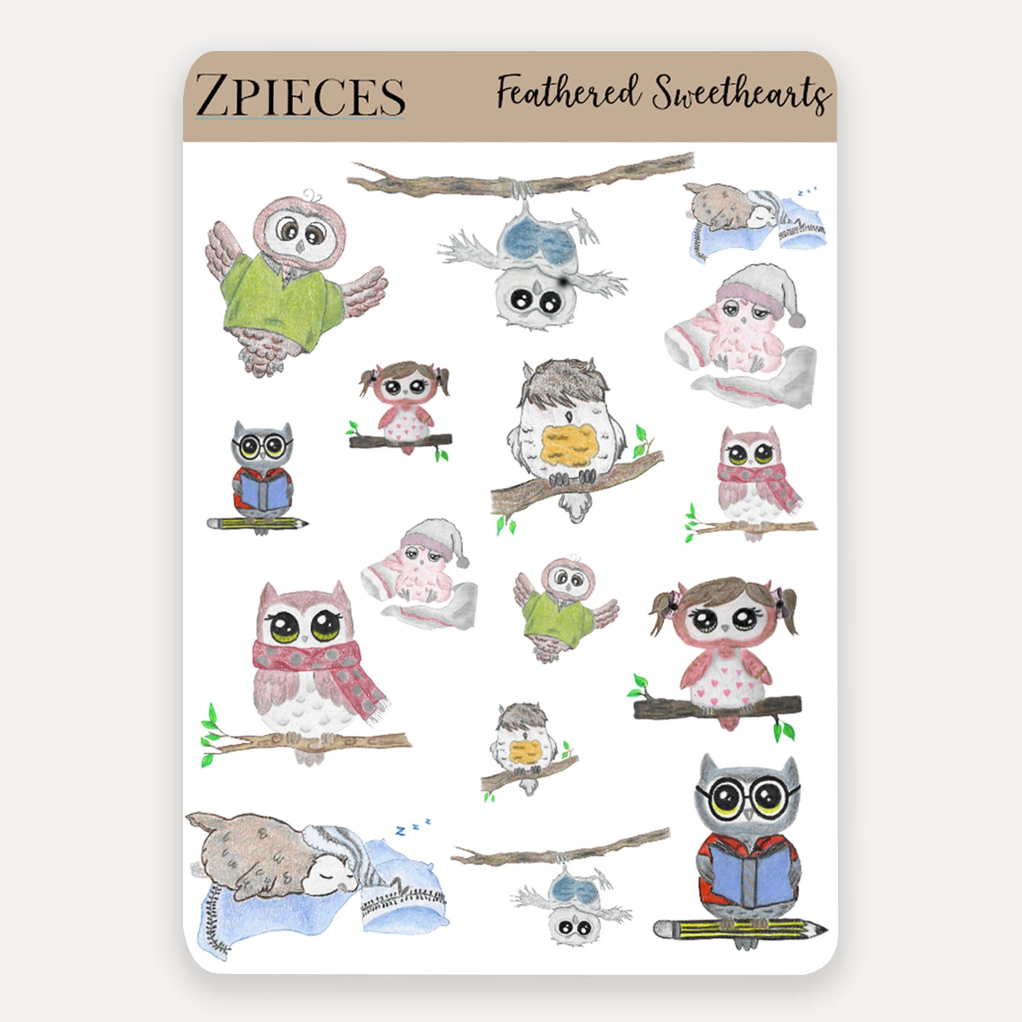 Cute owl planner sticker sheet | Planner Sticker Sheet