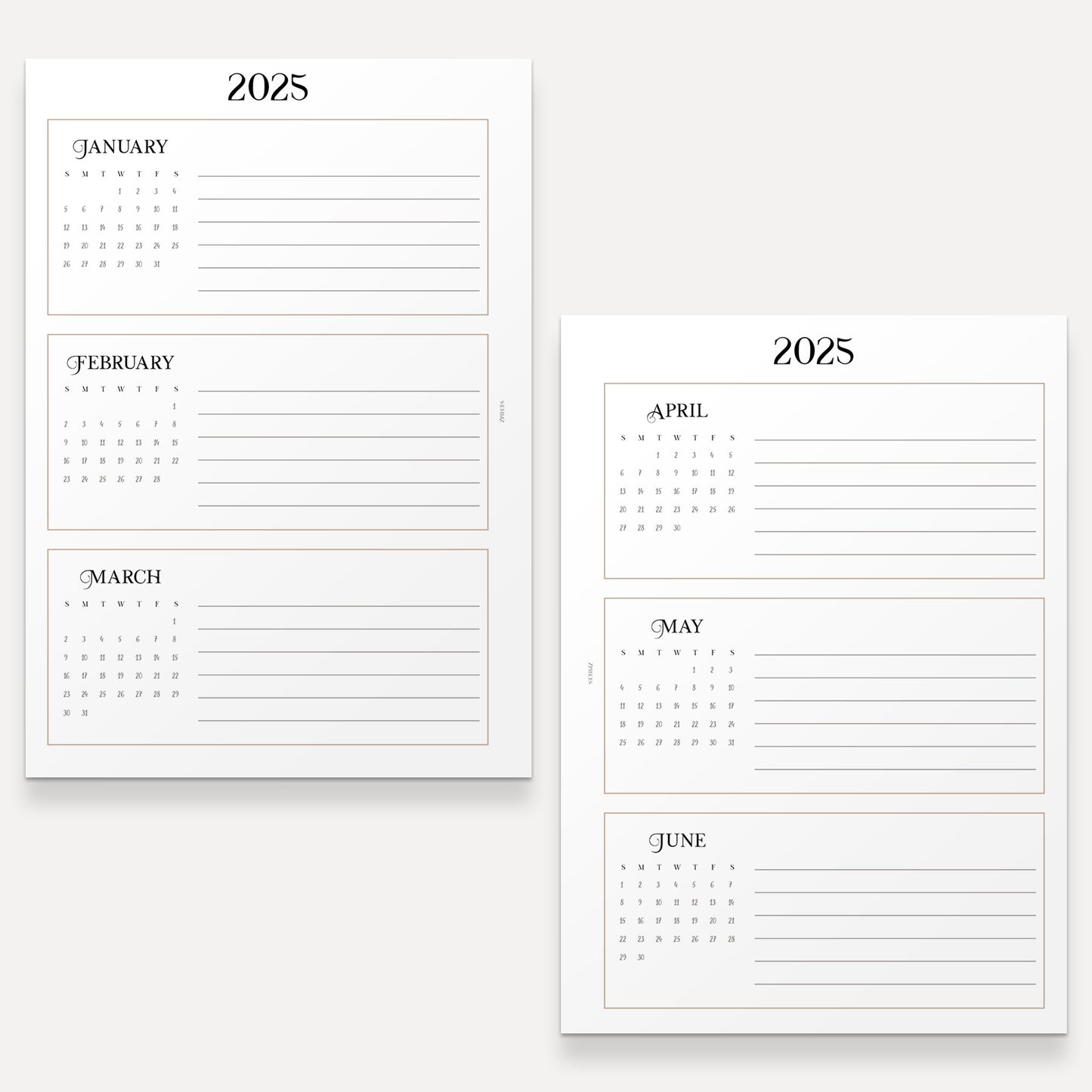A5 | 2025 Yearly Agenda Planner | Discbound Rings | ENGLISH