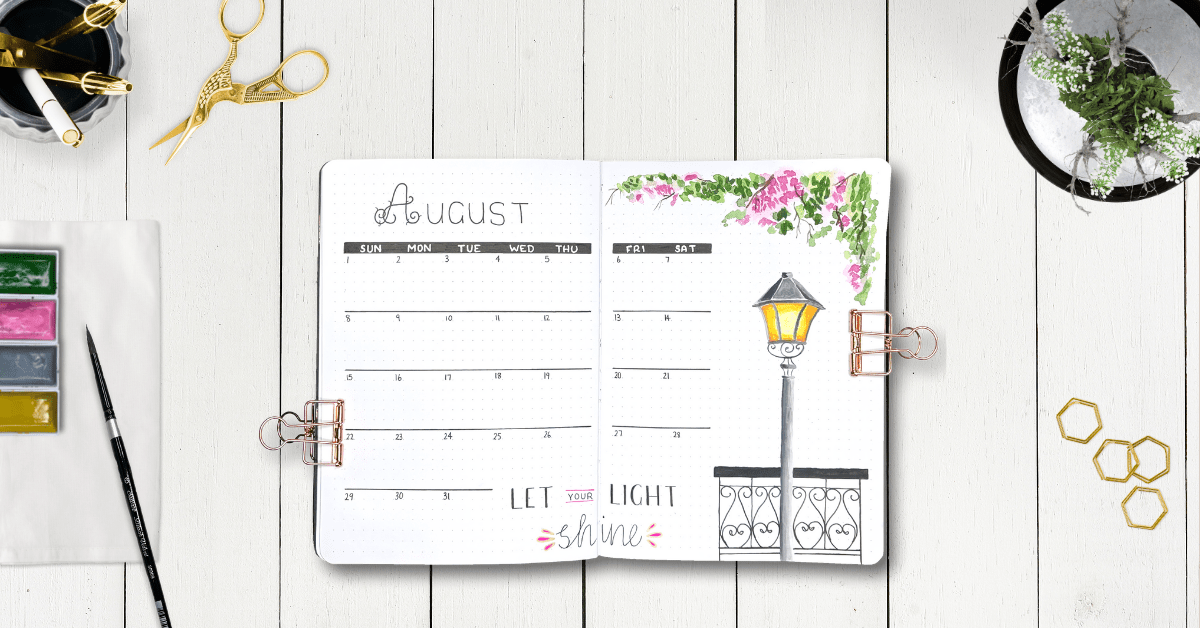 Bullet Journal August Layout-How To Make a Street Light Theme