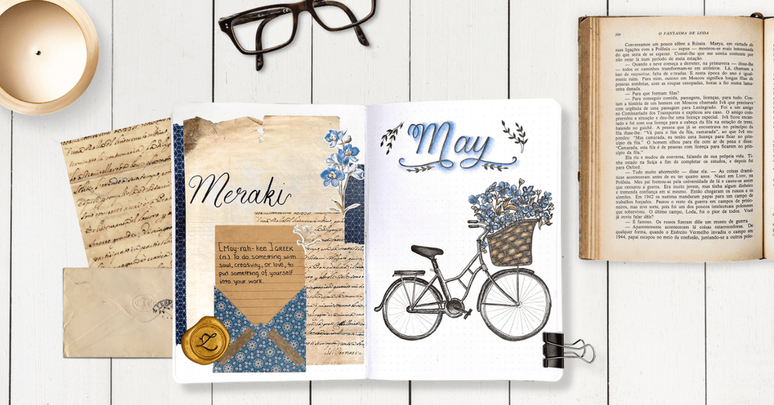 Bullet journal blue may theme idea