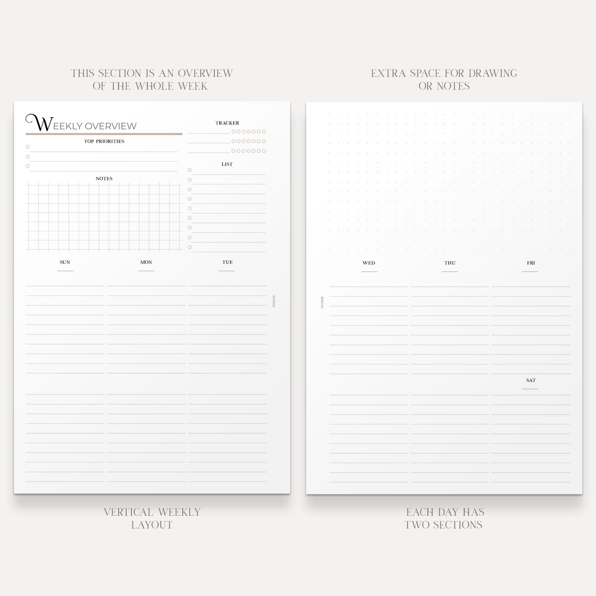 Disc / Rings Planner Inserts - Magic // Week-On-4-Page (Annie Plans Co