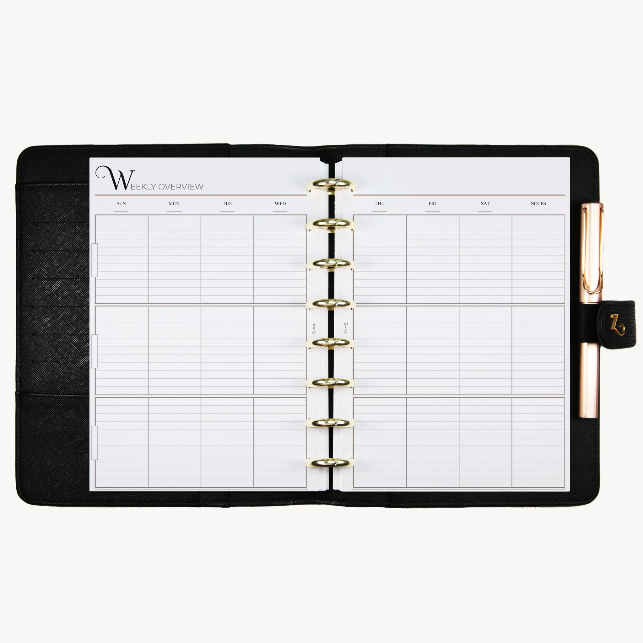 A5 Undated Weekly Vertical Layout Discbound Planner Inserts